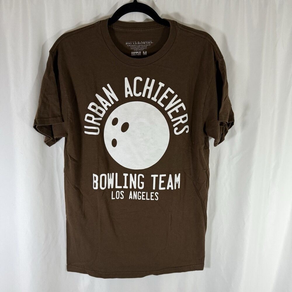The Big Lebowski Shirt Men's Medium Brown Short Sleeve Urban Archieves Bowling